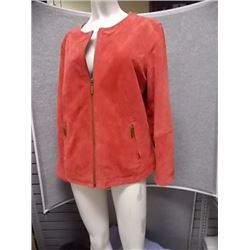 JACKET - CLEO PETITE'S - CORAL - LARGE - SUEDE ZIPPERED - 2 POCKETS