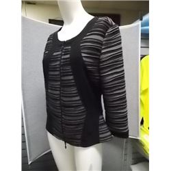 TOP - NEW - JOSEPH RIBBKOFF - BLACK BROWN - SZ 10 - ZIP FRONT DIAGONAL STRIPS