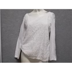 TOP - NEW - JESSICA - WHITE - PETITE SMALL - COTTON TOP WITH LACE OVERLAY