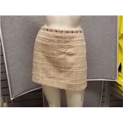 SKIRT - NEW - FOREVER 21 - BEIGE - MED - SHORT - COPPER TRIM & 2 POCKETS