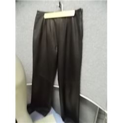 PANTS - DANIER - ITALIAN LEATHER - BLACK/DARK BROWN - SZ 8 - PLUSH SOFT LEATHER