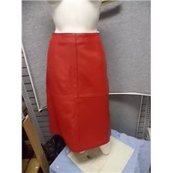 SKIRT - NEW - NYGARD COLLECTION - RED - SZ 10 - LEATHER SLIM LINE - NO WAISTBAND