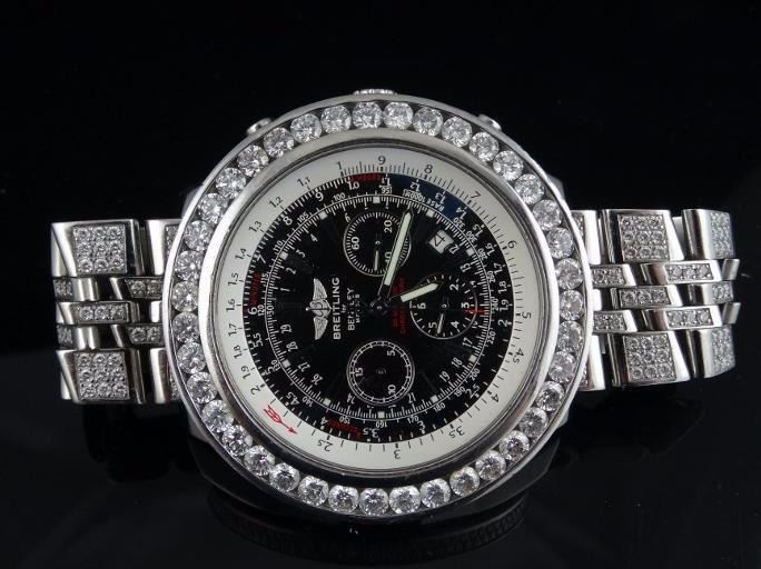 Breitling 1884 For Bentley Motors Price Custom Breitling 1884 for Bentley Motors Men's Watch W/18.50CTW Genuine