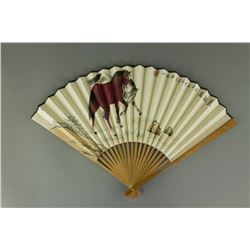 Fine Watercolour Fan Painting Ni Tian 1855-1919
