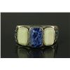 Image 1 : Chinese Silver-tone Bracelet Inlaid w/ Hardstone