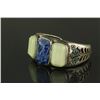 Image 2 : Chinese Silver-tone Bracelet Inlaid w/ Hardstone