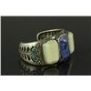 Image 3 : Chinese Silver-tone Bracelet Inlaid w/ Hardstone