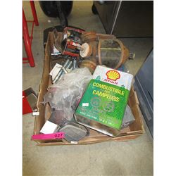 Box lot of tools & masks - used