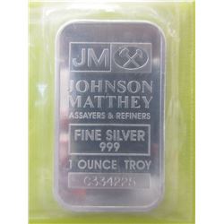 1 oz. - .999 Fine Silver Johnson Matthey Bar
