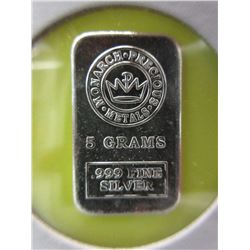 .999 Fine Silver "Monarch Mint" Bar - 5 grams