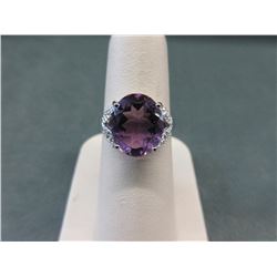 4.05 CT Oval Amethyst & Diamond Ring