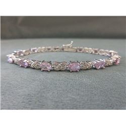 6.02 CT Amethyst & Diamond Tennis Bracelet