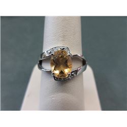 1.75 CT Oval Citrine & Diamond Dinner Ring