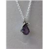 Image 1 : 1.46 CT Amethyst & Diamond Pendant & Chain