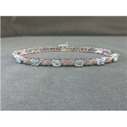6 CT Blue Topaz & Diamond Tennis Bracelet
