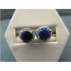 New - 2.10 CT Sapphire & Diamond Stud Earrings