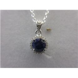 1.05 CT Blue Sapphire & Diamond Necklace