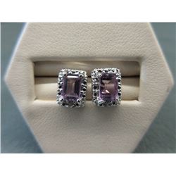 New - 1.10 CT Amethyst & Diamond Earrings