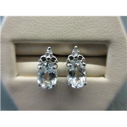 New - White Topaz & Diamond Stud Earrings