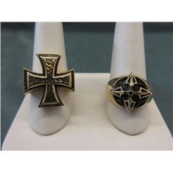2 x Solid Bronze Cast Biker Style Rings