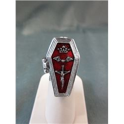 Silver-Tone Poison Coffin Ring