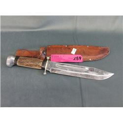 Anton Winger Jr. bone handled knife with sheath
