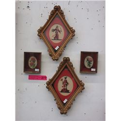 4 Framed petit point pictures