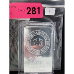 10 Troy Ounce .9999 Silver Bar