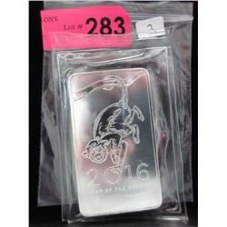 10 Troy Oz. 2016 Year of the Monkey Silver Bar