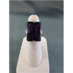 21.45 CT Emerald-Cut Amethyst Ring