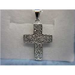.925 Silver Diamond Cross Necklace