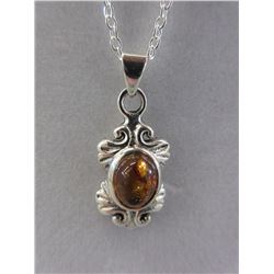 Sterling Silver Amber Necklace set