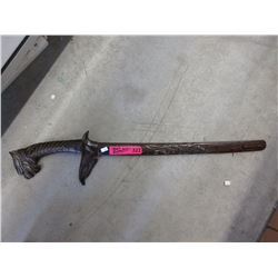 Sword with Dragon Head Wood Hilt & Scabbard
