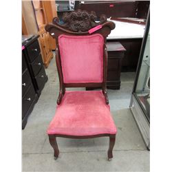 Vintage wood chair with upholstered seat & back