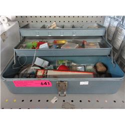 Vintage metal tackle box & contents