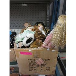 Box of porcelain collector dolls