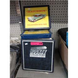 4 Binders of hockey cards & 2 Matchbox car cases