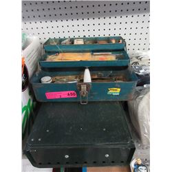 Vintage tackle box & contents, & Coleman stove