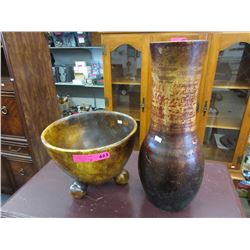 Oversize vase & footed bowl - used