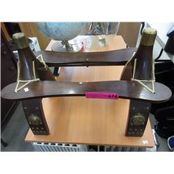 Wood & brass camel saddle - used