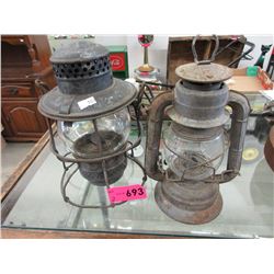2 Vintage Lanterns - CNR Railway & Dietz Barn Lantern