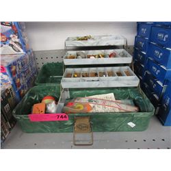 Vintage plastic tackle box & contents