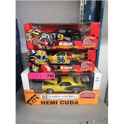3 Die-cast scale model stock cars