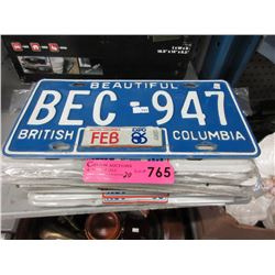 20 BC License Plates