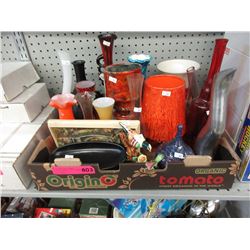 Box lot of glass & pottery vases