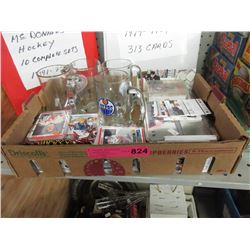 Box of hockey related memorabilia