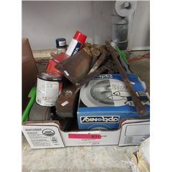 Box lot of tools, paint supplies & more