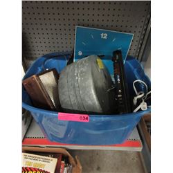Clock, pot & vintage radio - used