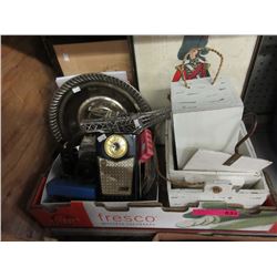 Box of vintage decorative items