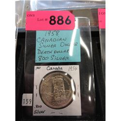 1958 Canadian Silver Dollar Coin